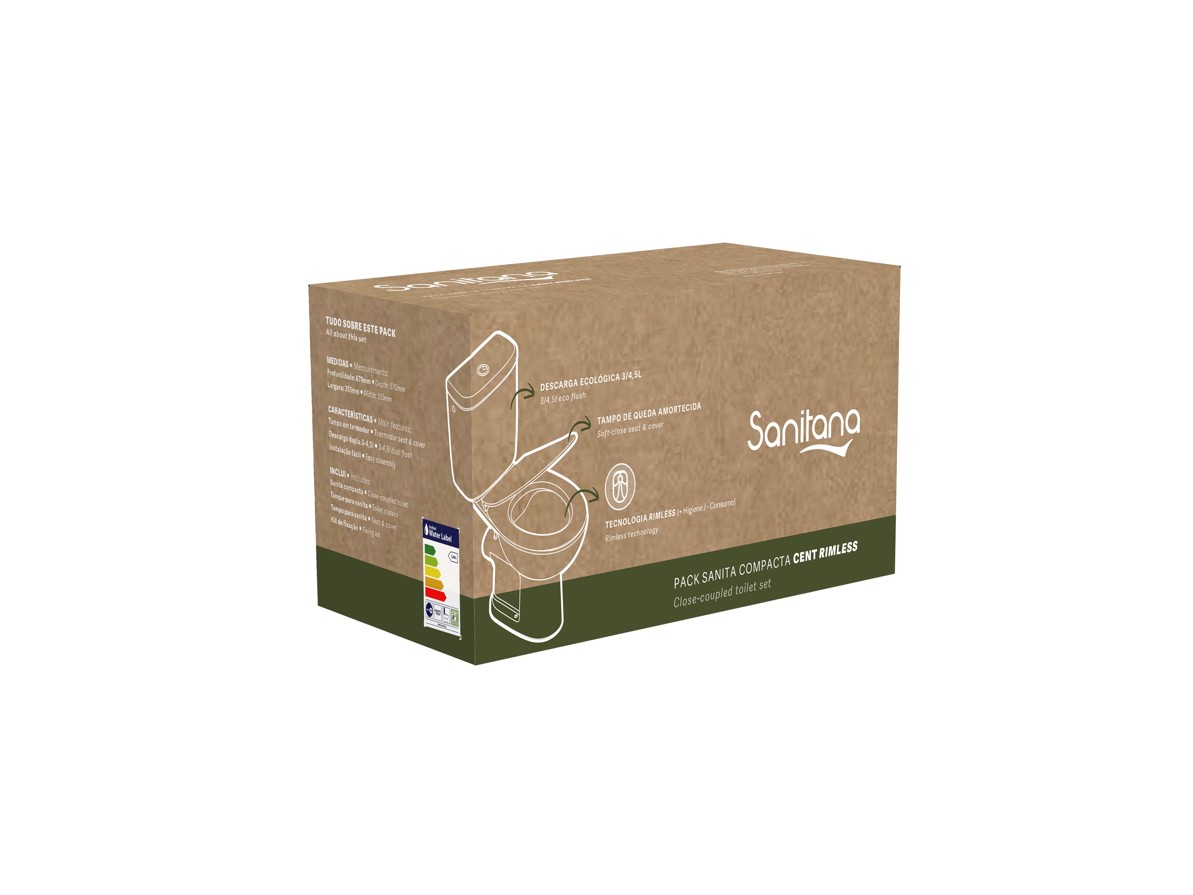 Sanitas de tanque baixo Branco CENT SP0203753600009 Sanitana